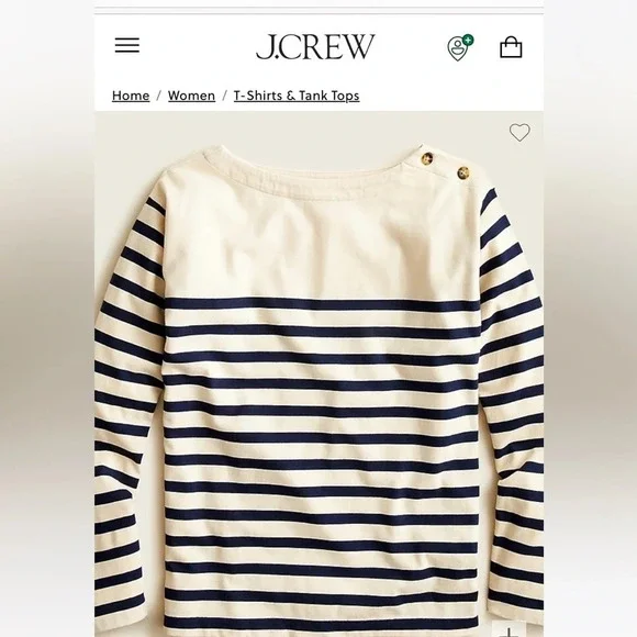 J. Crew Mariner cloth boatneck Long sleeve T-shirt in Ivory/Coral. NWT - Picture 4 of 5